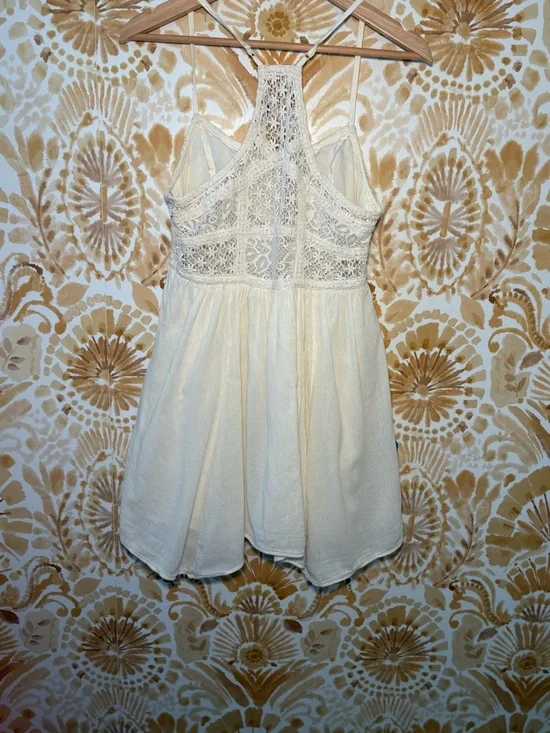 American Eagle Cream Lace Boho Sundress | Cottagecore Flowy Mini - Picture 4 of 6